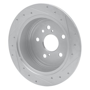 Lexus RX330 Brake Rotor (1) - Rear Left - R1 Concepts - Drilled & Slotted - Silver - `04-`09